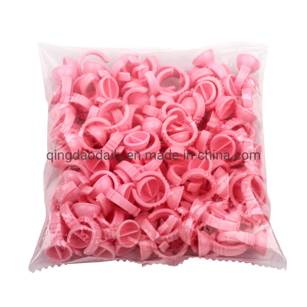 Disposable Plastic Lash Rings Holder Eyelash Extension Pink Glue Rings